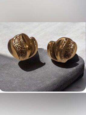 Sculpted Dome Gold Tone for Pierced Ears Earrings - Pre Owned